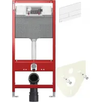 Инсталляция для унитаза Tece TECEsquare II 9300302 + 9200010 + 9380014 + 9240834 с кнопкой смыва, белый матовый