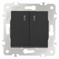 Выключатель двухклавишный с подсветкой без рамки Arte Milano 203 203.31-2.black