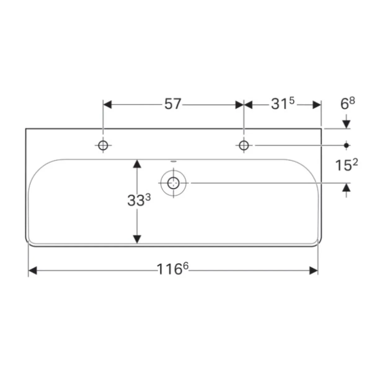 Раковина 120x48 см Geberit Smyle Square 500.253.01.1