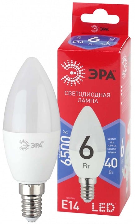 Лампа светодиодная Эра  E14 6Вт 6500K LED B35-6W-865-E14 R