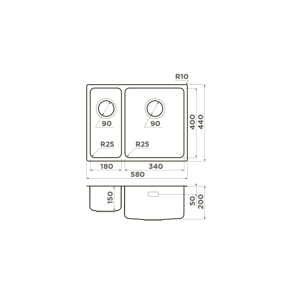 Кухонная мойка Omoikiri Tadzava 58-2-U/I-IN-R нержавеющая сталь/нержавеющая сталь 4993773