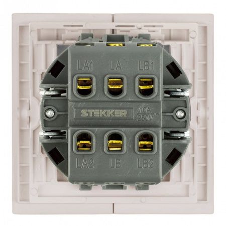 Переключатель двухклавишный без рамки Stekker Мия 50478
