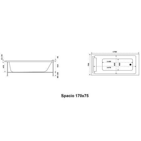 Акриловая ванна Jacob Delafon Spacio 170x75 E6D161RU-00
