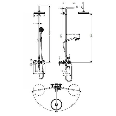 Душевая стойка Axor Montreux 16572000 с термостатом