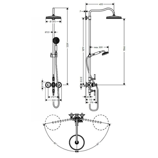 Душевая стойка Axor Montreux 16572000 с термостатом