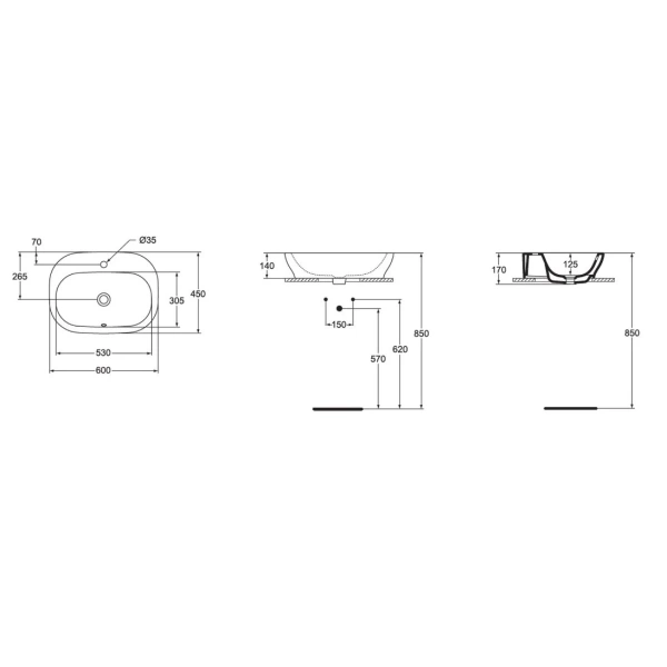 Раковина чаша 60 см Ideal Standard Active T054601