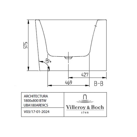 Акриловая ванна Villeroy&Boch Architectura 180х80 UBA180ARE9CS00V-01