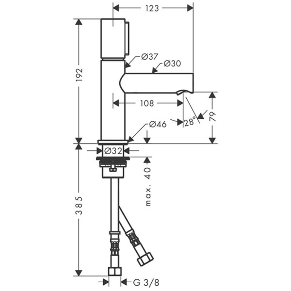 Смеситель для раковины Axor Uno 45015000