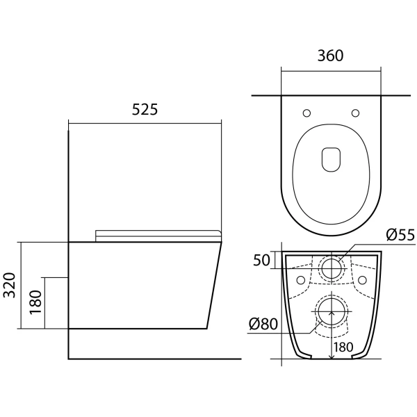 Унитаз подвесной Aquatek Вега AQ1905-MW безободковый, с сиденьем микролифт, белый матовый