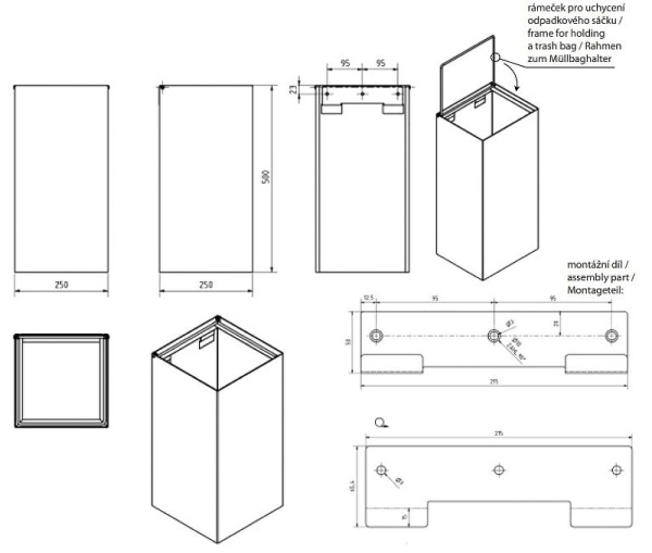 Контейнер для мусора настенный Bemeta 101915110