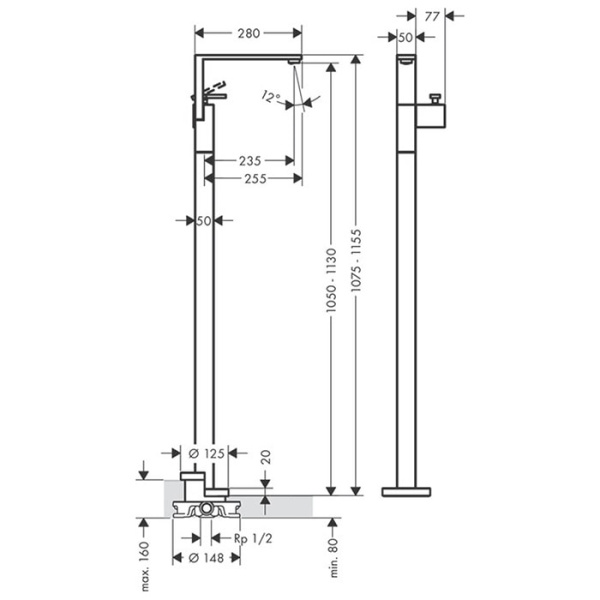 Напольный смеситель для раковины Axor Edge 46041000