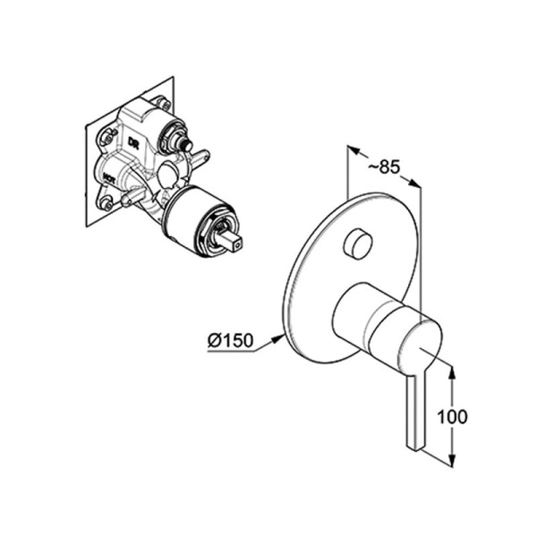 Смеситель для ванны и душа Kludi Nova Fonte Puristic 207590515