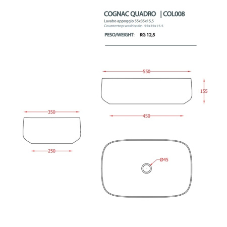 Раковина Artceram Cognac COL008 42 00