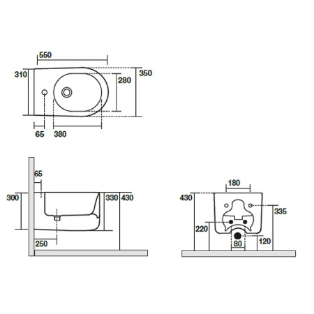 Подвесное биде Kerasan Nolita 532559*1 светло серый