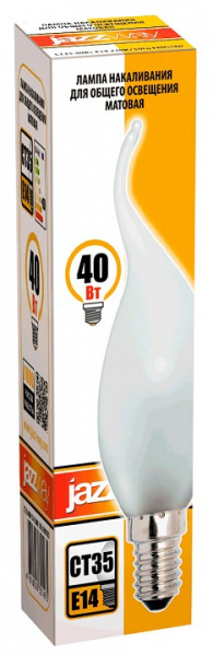 Лампа накаливания Jazzway  E14 40Вт 2700K CT35 40W E14 frosted