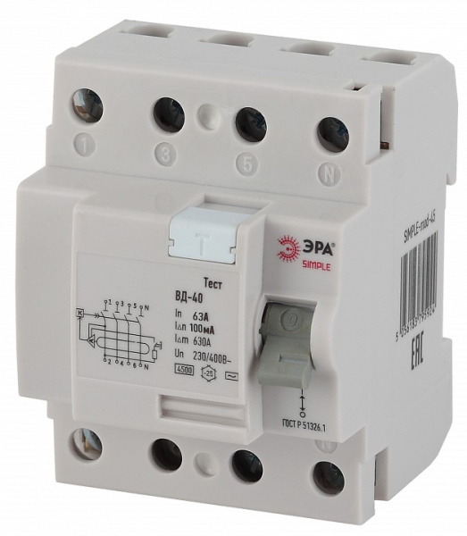 Устройство защитного отключения 4P Эра ВД-40 SIMPLE-mod-50
