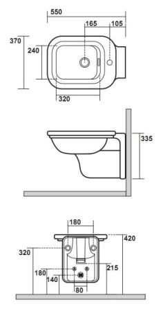 Биде подвесное KERASAN Waldorf 4125K1bi/cr*1
