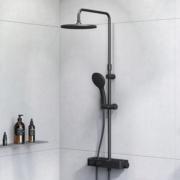 Душевая стойка AM.PM Inspire V2.0 F0750A422 с термостатом черная матовая