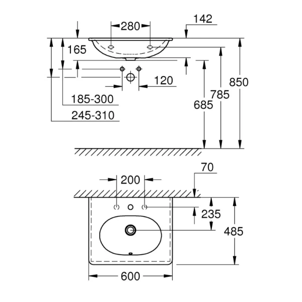 Раковина 60x48,5 см Grohe Essence Ceramic 3956500H