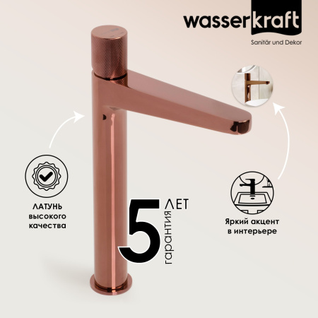 Смеситель для раковины WasserKRAFT Paar 8803H золото