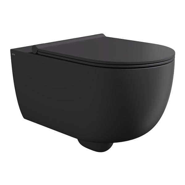 Подвесной унитаз с крышкой и сиденьем Alice Unica 32240108SET чёрный матовый