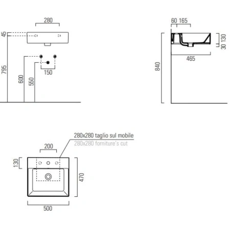 Раковина 50x47 см GSI Kube X 9430111