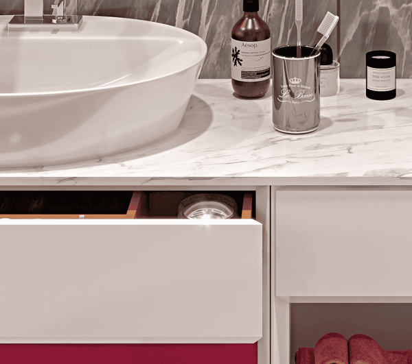 Тумба с раковиной Bagno Piu Ventidue 80 белый матовый/глянцевое кьянти