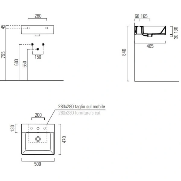 Раковина 50x47 см GSI Kube X 9430126