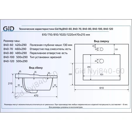 Раковина 102x47 см GID Simple N NYJ840-100
