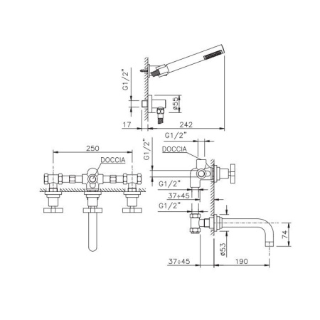 Смеситель для ванны Nicolazzi Mac Kinley 05 2203CR29
