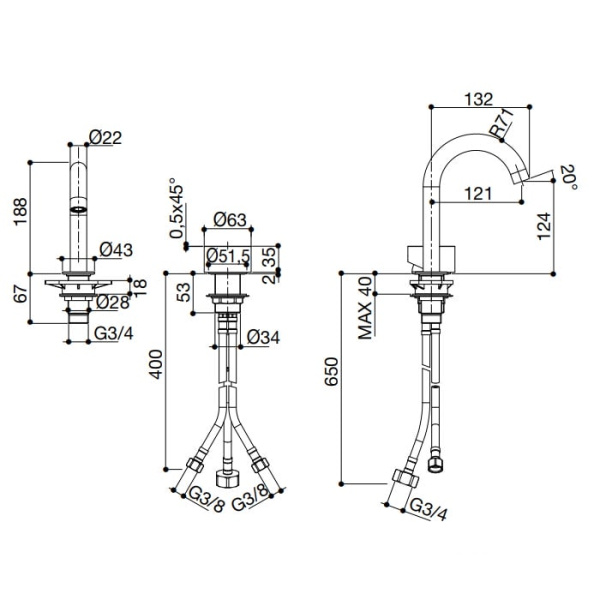 Смеситель для раковины FALPER AQUIFER #A34