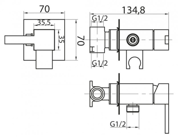 Смеситель для душа и гигиенического душа Cezares CZR-DA2-01 хром