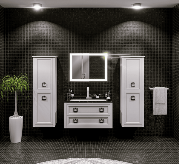 Пенал Bagno Piu Vintage 48 VNS-3-175-17 DX + BU 014.75.Nero белый матовый