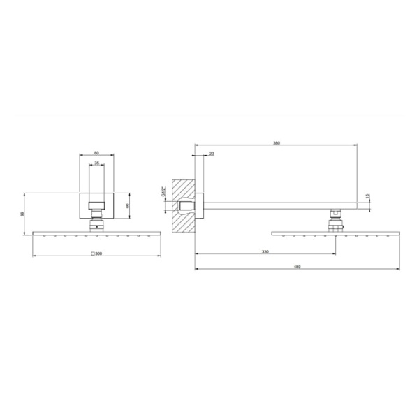 Верхний душ Gessi Rettangolo 15185#299 черный матовый