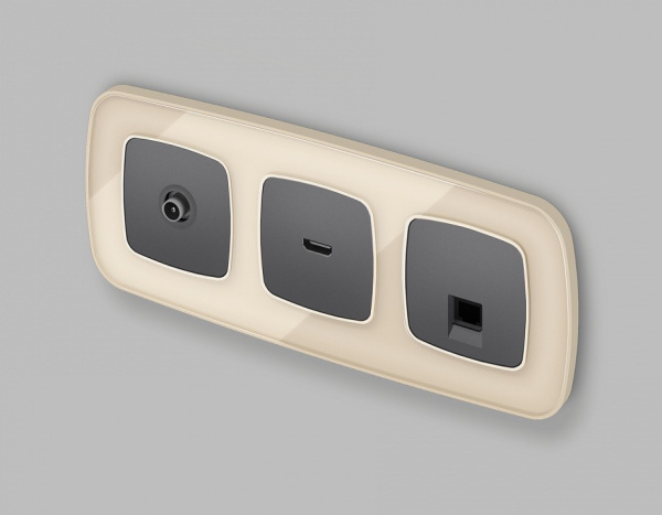 Накладка для розетки RJ-11 или RJ-45 Ambrella Volt OMEGA OP6620