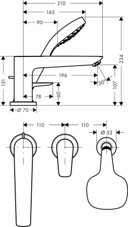 Смеситель для ванны hansgrohe Talis E 71731000