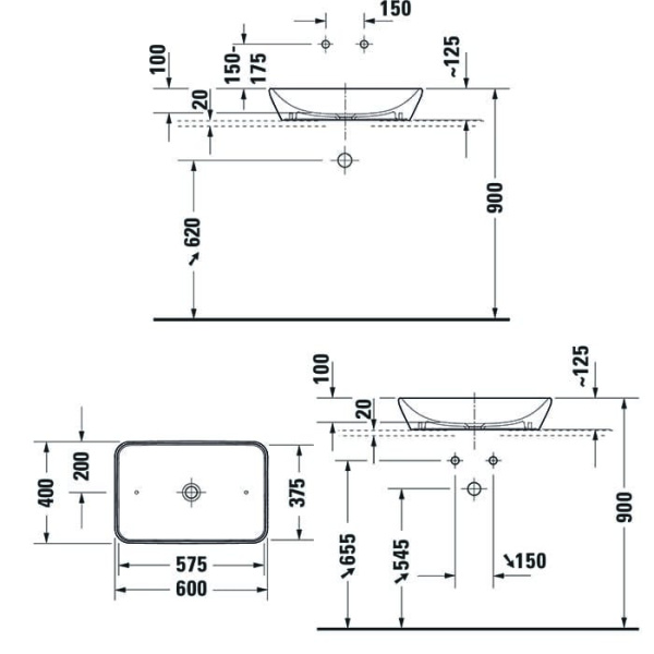 Раковина Duravit D-Neo 60 2397600070