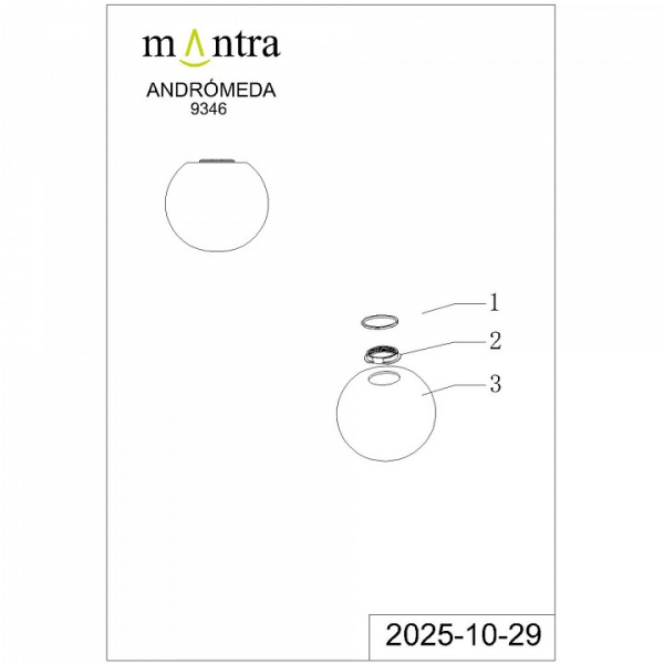 Плафон стеклянный Mantra Andromeda 9346
