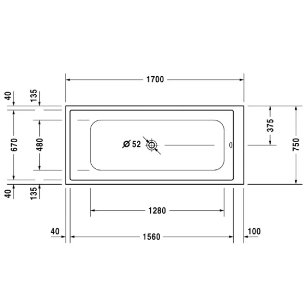 Акриловая ванна 170x75 см Duravit DuraStyle 700231000000000