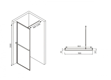 Душевая перегородка Abber Immer Offen AG60090B