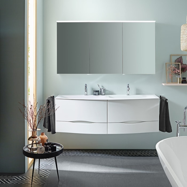 Тумба с двумя раковинами Burgbad Sinea 2.0 151 SFFQ151 F2800 G0167 C0001*1 белая глянцевая