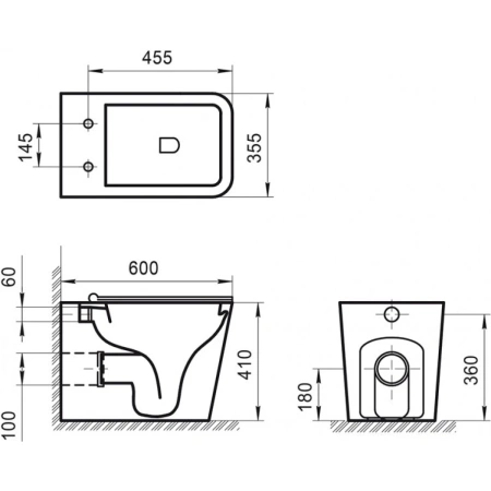 Приставной безободковый унитаз BelBagno Ardente-R BB003CBR