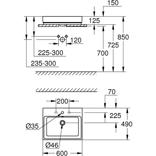 Раковина 60x49 см Grohe Cube Ceramic 3947700H