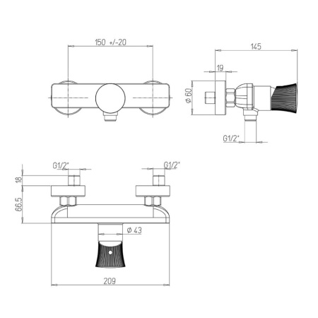 Смеситель для душа Paini Domus 18PJ511PZ золото матовое