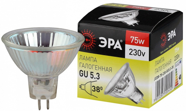 Лампа галогеновая Эра  GU5.3 75Вт 3000K GU5.3-JCDR (MR16) -75W-230V-CL