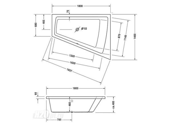 Акриловая ванна Duravit Paiova 180x140 DX 700217000000000 правая