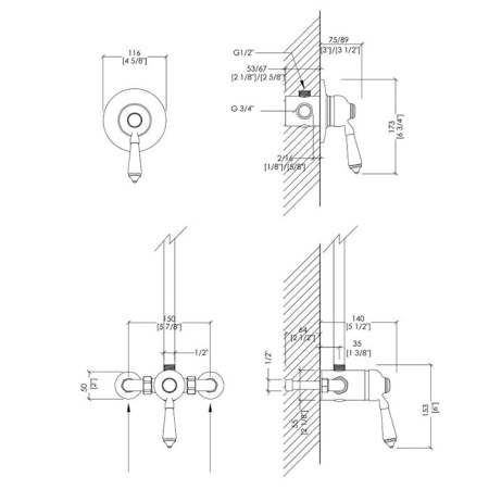 Смеситель для ванны Devon&Devon Doccia MARD72NKS
