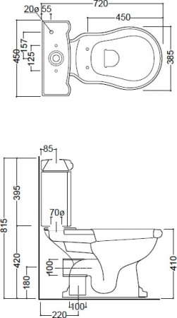 Бачок для унитаза Kerasan Retro 108101 подвод снизу бачка