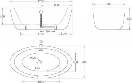 Акриловая ванна BelBagno 170х90 BB67-1700
