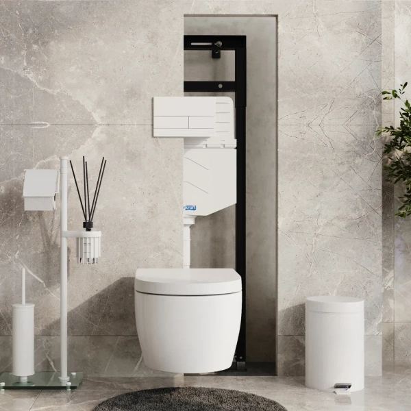 Инсталляция для унитаза WasserKRAFT Alme 15 15TLT.010.ME.WM04 с кнопкой смыва, белый матовый